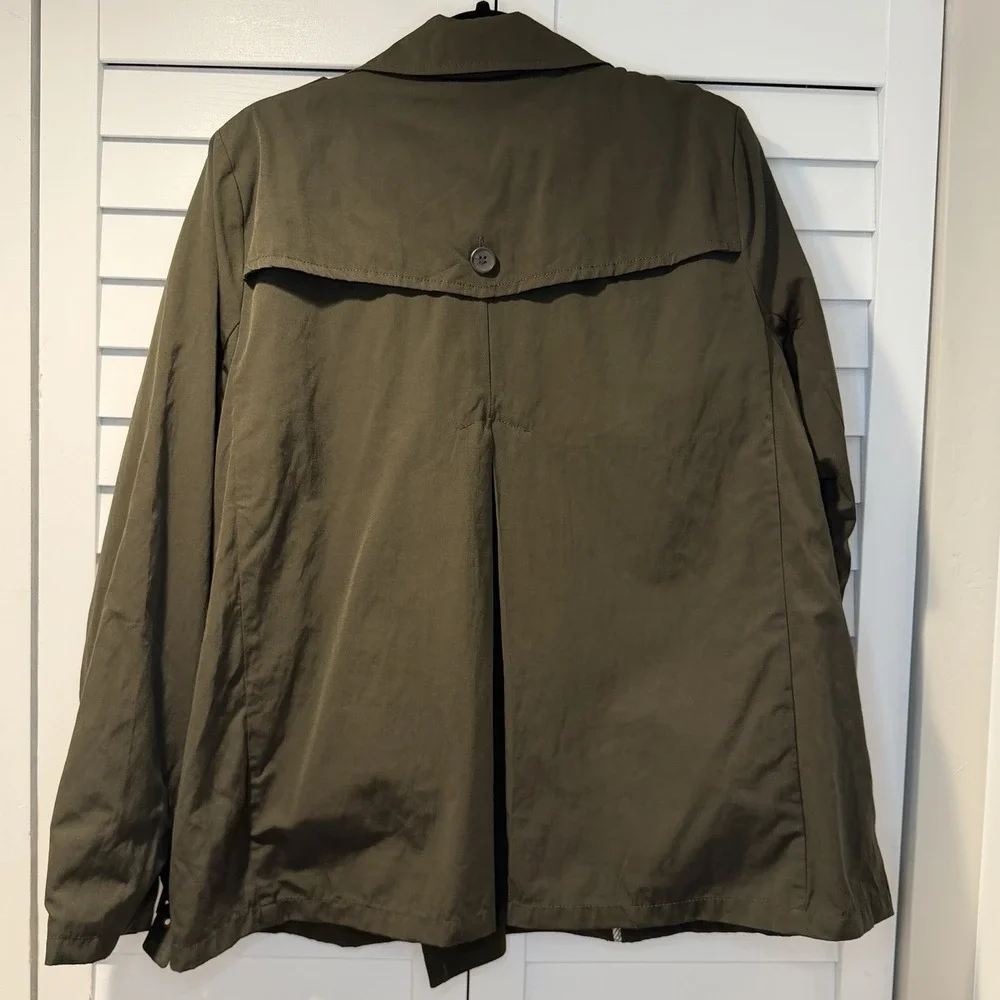 Skies Are‎ Blue Women's Olive Green Trench Jacket Size XL Double Breasted